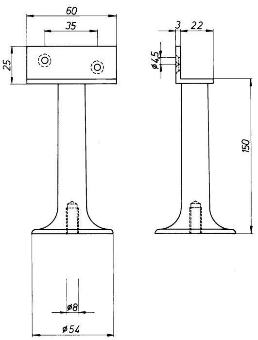 DENI Trennwandstütze ( 3000259233 ) Breite 60 mm Höhe 150 mm