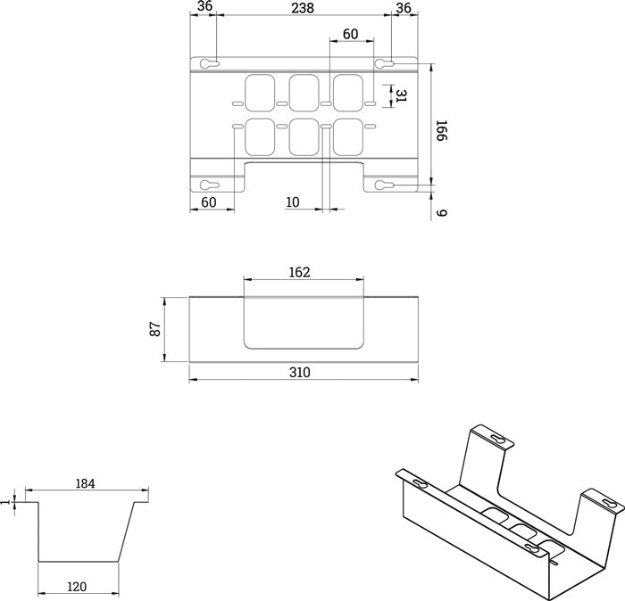 BMB Kabelwanne BOXIT V ( 3000273160 ) Metall schwarz