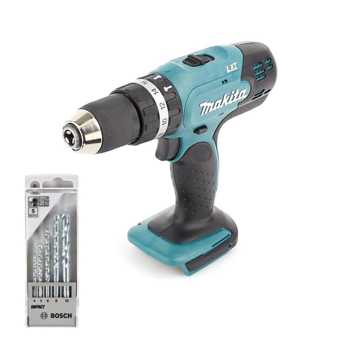 Makita DHP 453 Z Akku Schlagbohrschrauber 18 V 42Nm Solo + Bosch 5 tlg. Steinbohrer Set Impact 4 - 10 mm - Toolbrothers