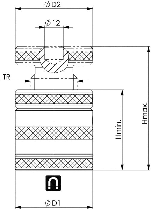 Vérin AMF n° 6400M (4000833476) taille 80 hauteur 60 - 80 mm