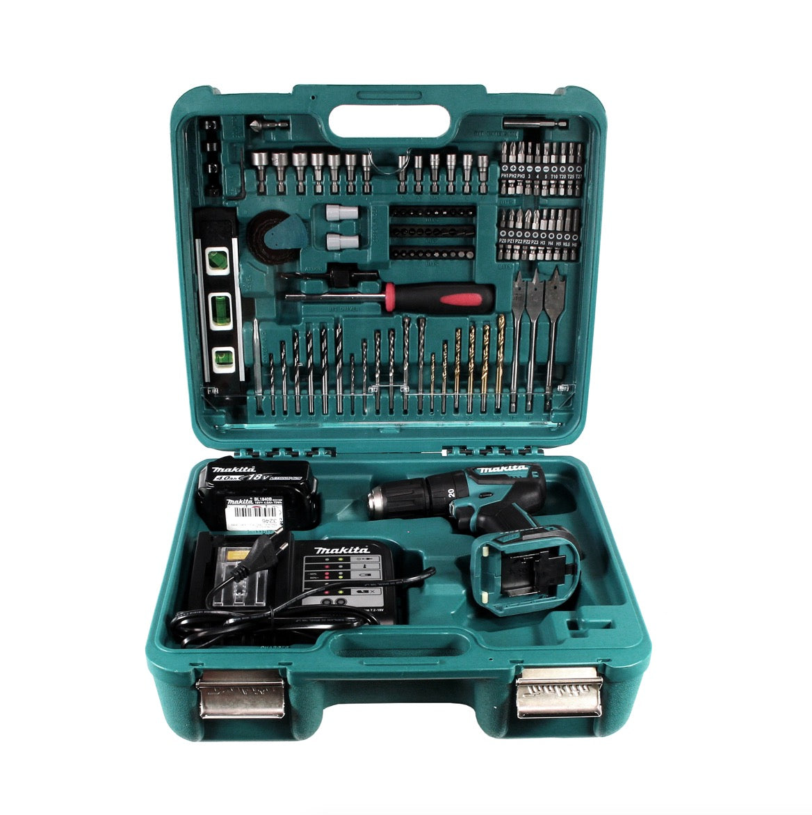 Makita DHP 483 SMTK Akku Schlagbohrschrauber 18 V 40Nm Brushless + 1x Akku 4,0Ah + Ladegerät + Koffer mit 101tlg. Zubehörset - Toolbrothers