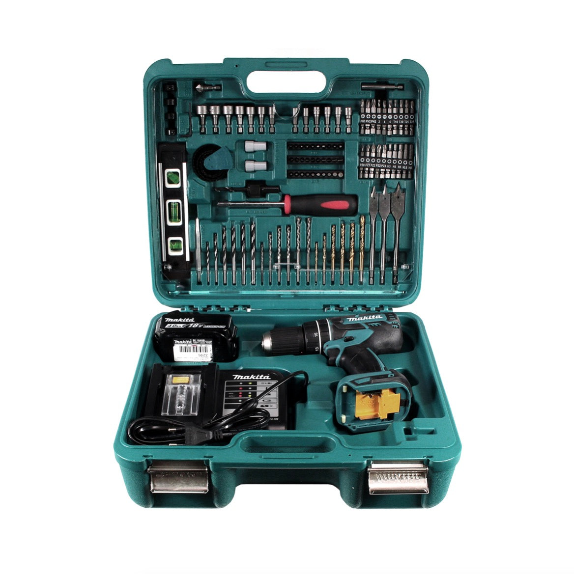 Makita DHP 480 SMTK Akku Schlagbohrschrauber 18 V 54Nm + 1x Akku 4,0Ah + Ladegerät + Koffer mit 101tlg. Zubehörset - Toolbrothers