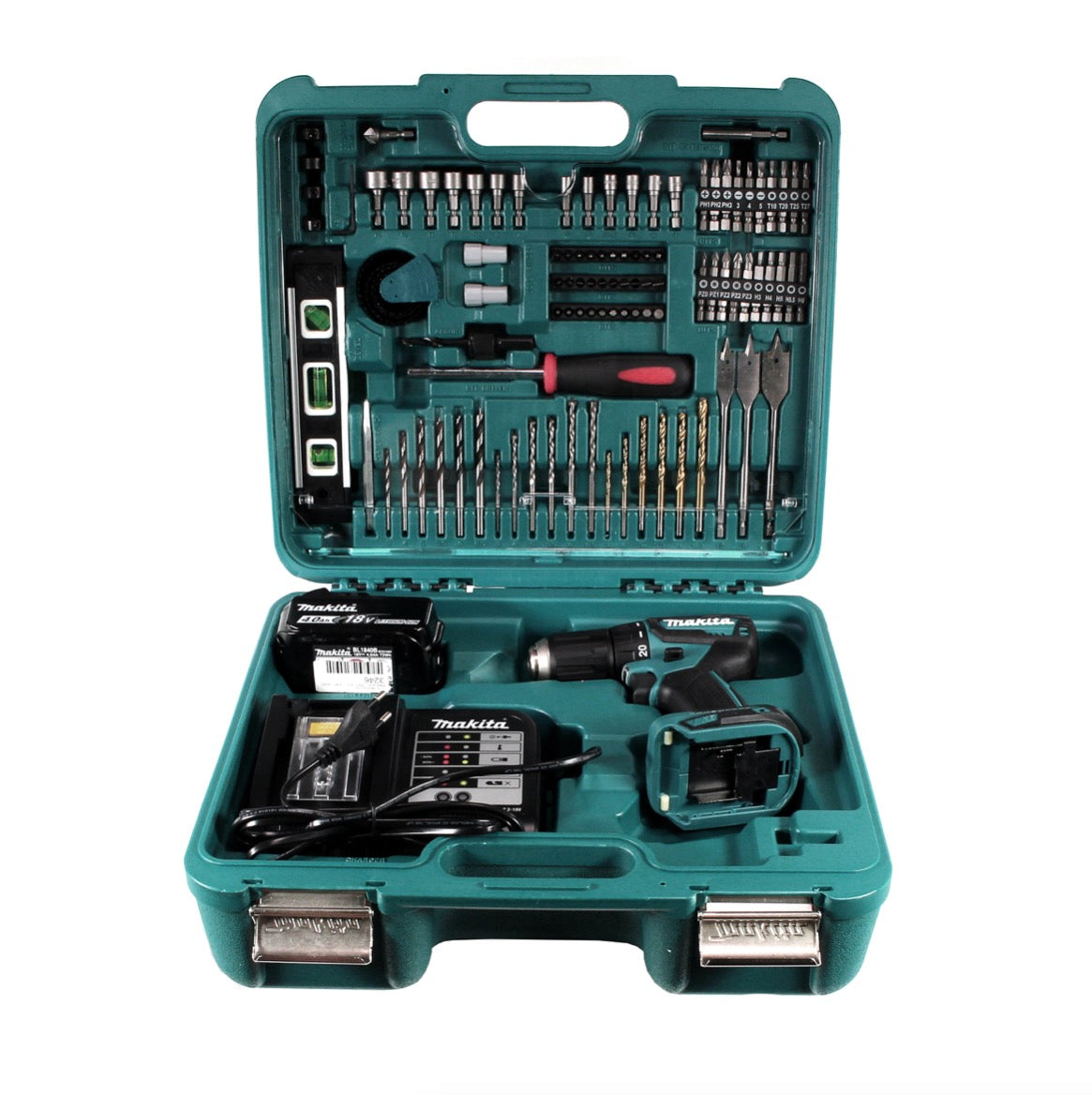 Makita DDF 483 SMTJ Akku Bohrschrauber 18 V 40Nm Brushless + 1x Akku 4,0Ah + Ladegerät + Koffer mit 101tlg. Zubehörset - Toolbrothers