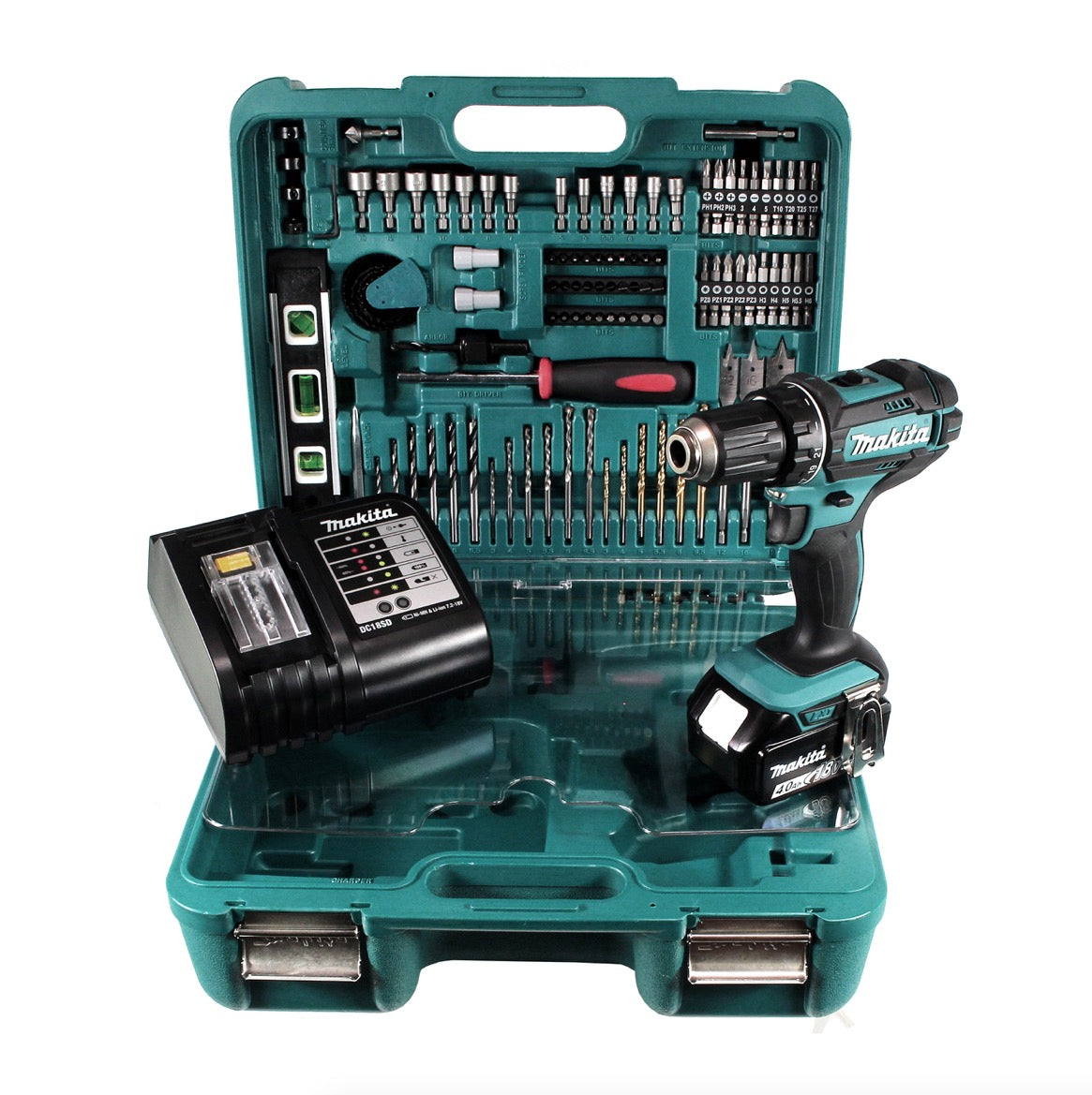 Makita DDF 482 SMTK Akku Bohrschrauber 18 V 62Nm + 1x Akku 4,0Ah + Ladegerät + Koffer mit 101tlg. Zubehörset - Toolbrothers