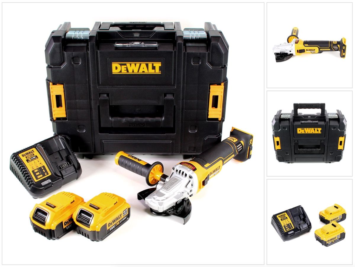 DeWalt DCG 405 FM2 Akku Winkelschleifer 18V 125mm Brushless + 2x Akku 4,0Ah + Ladegerät + TSTAK - Toolbrothers