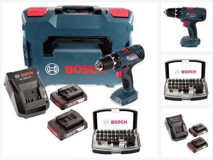 Bosch Professional GSR 18V-21 Akku Bohrschrauber 18V 55Nm + 2x Akku 2,0Ah + Ladegerät + Bit-Set + L-Boxx - Toolbrothers