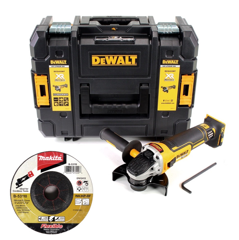 DeWalt DCG 405 NT Akku Winkelschleifer 18V 125mm Brushless Solo + 5x Schruppscheibe - ohne Akku, ohne Ladegerät - Toolbrothers