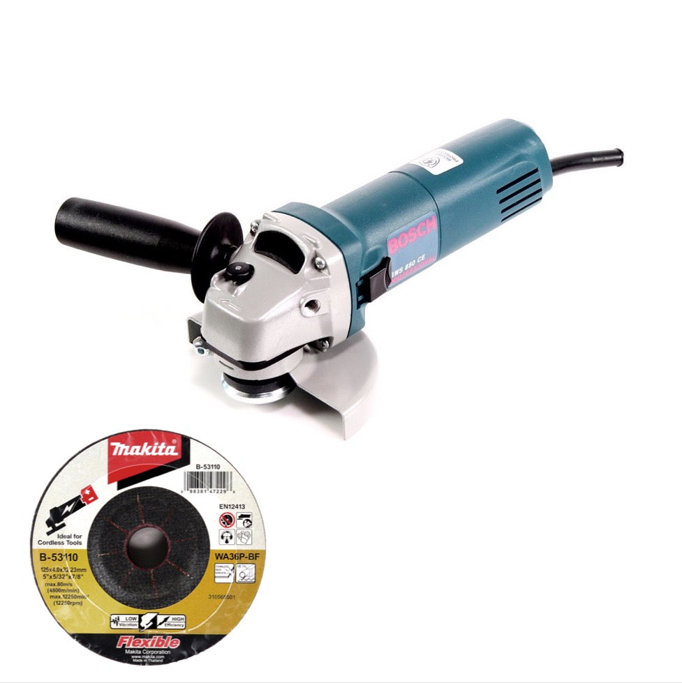 Bosch GWS 850 CE 850 Watt 125 mm Winkelschleifer ( 0601378790 ) + 5x Makita B-53110 Schruppscheibe 125 mm x 22,23 mm - Toolbrothers