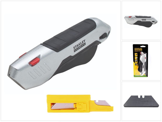 Stanley FATMAX Met. Sicherheitsmesser ( FMHT10370-0 ) + 10 x Stanley Trapezklingen 1992 ungelocht rund ( 2-11-987 ) - Toolbrothers