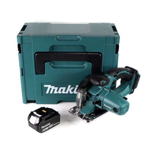 Makita DCS 552 T1J 18 V Akku Metall Handkreissäge 136 mm im Makpac + 1x 5,0 Ah Akku + Sägeblatt und Schutzbrille - ohne Lader - Toolbrothers