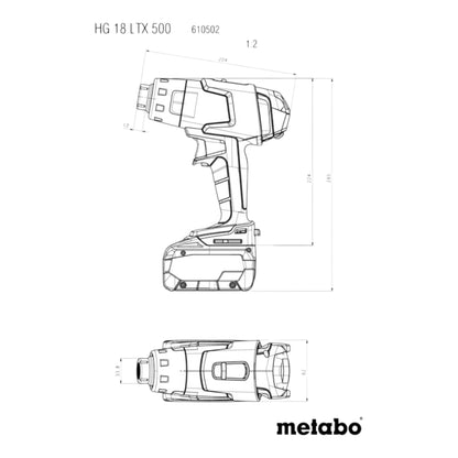 Metabo HG 18 LTX 500 Akku Heißluftgebläse 18 V 300 / 500 °C Solo ( 610502850 ) - ohne Akku, ohne Ladegerät