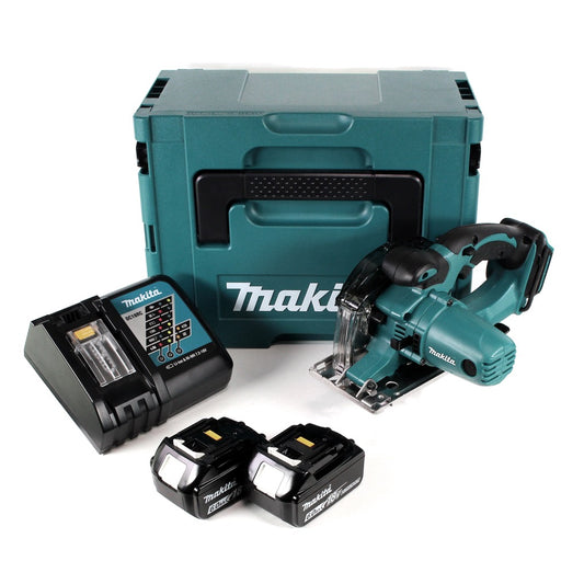 Makita DCS 552 RGJ 18 V Akku Metall Handkreissäge 136 mm im Makpac + 2x 6,0 Ah Akku und Lader + Sägeblatt und Schutzbrille - Toolbrothers