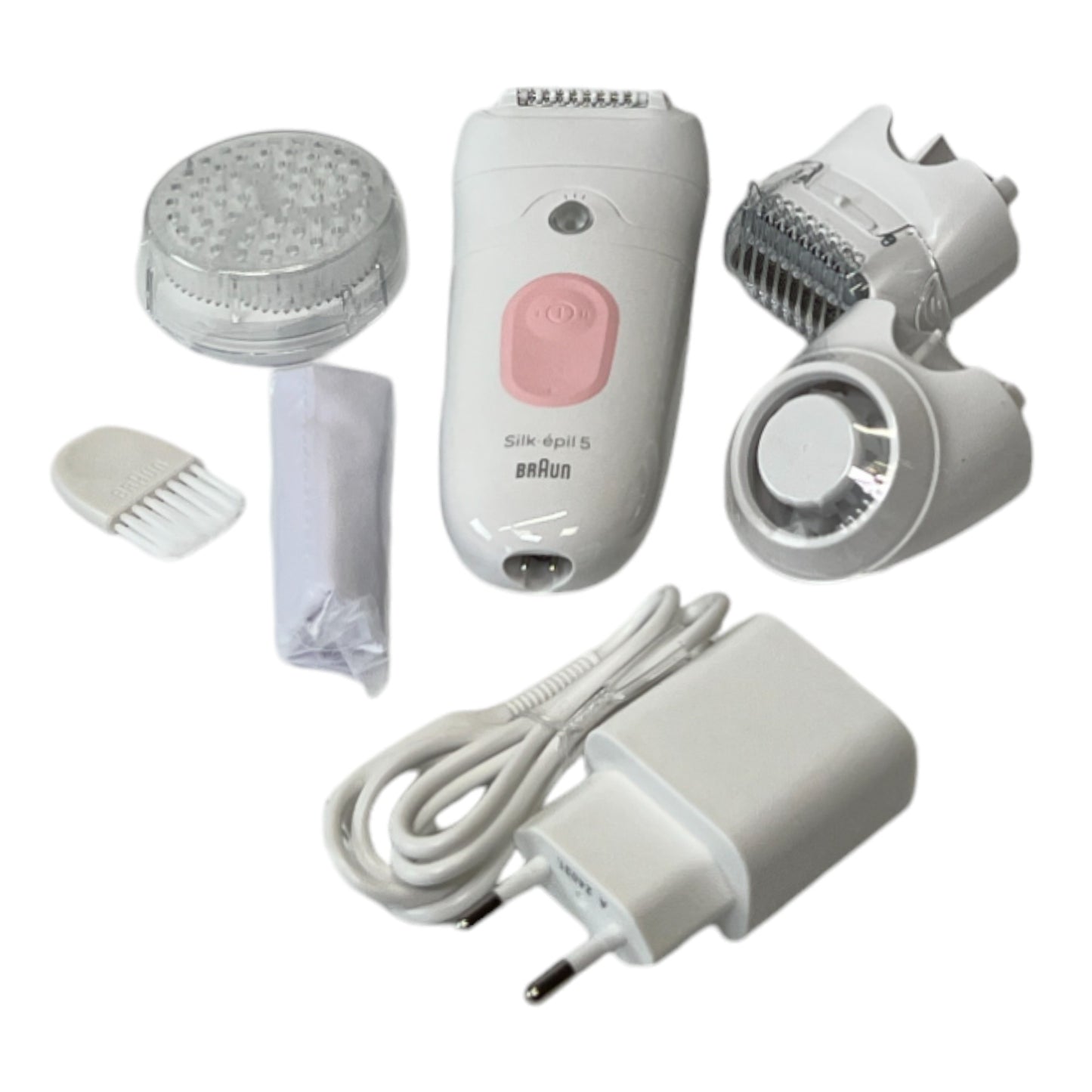 BRAUN Silk Epil 5-060 épilateur femme pour une épilation longue durée + accessoire tondeuse + accessoire peeling blanc / rose flamant rose