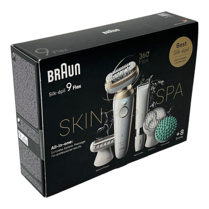 BRAUN Silk Epil 9-481 3D Flex SkinSpa Epilierer Damen Haarentferner für langanhaltende Haarentfernung + Mini-Rasierer All-in-One Set Weiß / Gold