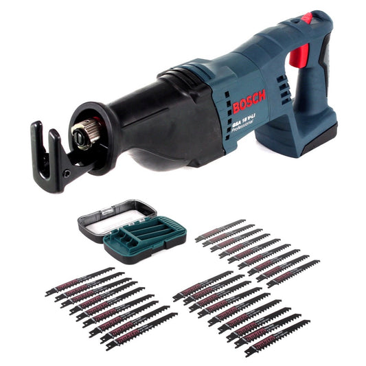 Bosch GSA 18V-Li N Akku Reciprosäge 18V Säbelsäge + 2x Sägeblatt + 27 tlg. Makita Sägeblatt-Set Solo - ohne Akku, ohne Ladegerät - Toolbrothers