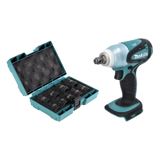 Makita DTW 251 Z Akku Schlagschrauber 18 V  230 Nm 1/2" + 9 tlg. Stecknuss Set - ohne Akku, ohne Ladegerät - Toolbrothers