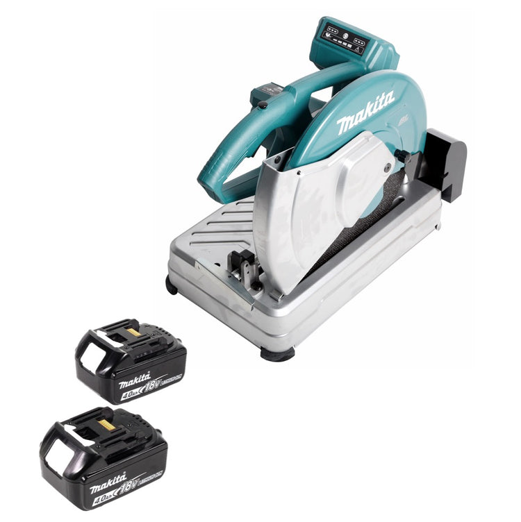 Makita DLW 140 M Akku Trennschleifmaschine 2 x 18 V 355 mm + 2x 4,0 Ah Akku - ohne Ladegerät - Toolbrothers