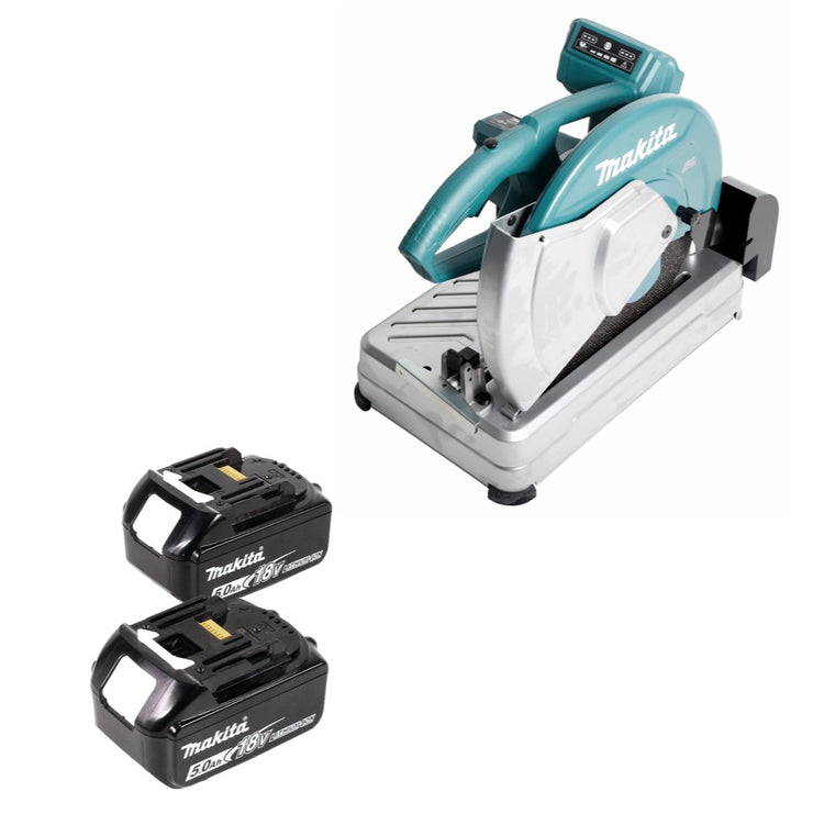 Makita DLW 140 T Akku Trennschleifmaschine 2 x 18 V 355 mm + 2x 5,0 Ah Akku - ohne Lader - Toolbrothers