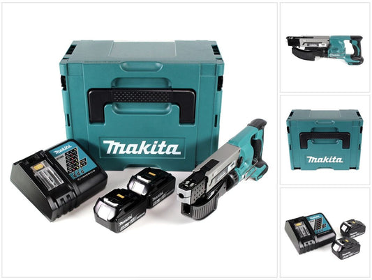 Makita DFR 550 RTJ Akku Magazinschrauber 18V 25-55mm + 2x Akku 5,0Ah + Ladegerät + Makpac - Toolbrothers