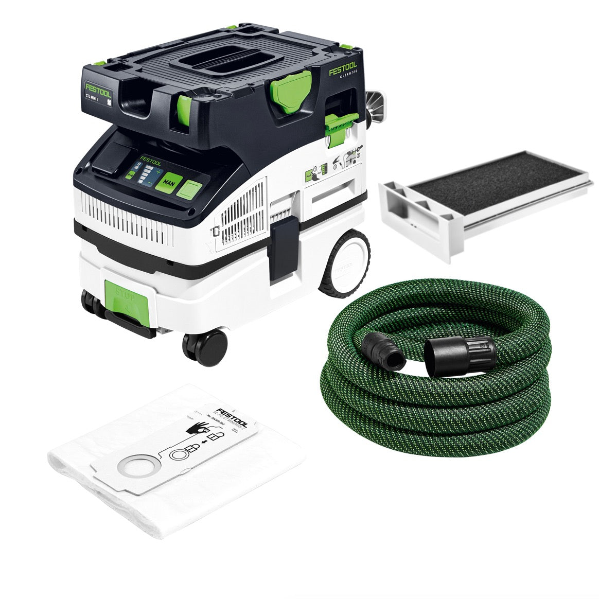 Festool CTL MINI I CLEANTEC Absaugmobil 10l Staubkl. L ( 574840) + Extra Nassfilter + Filtersäcke - Toolbrothers