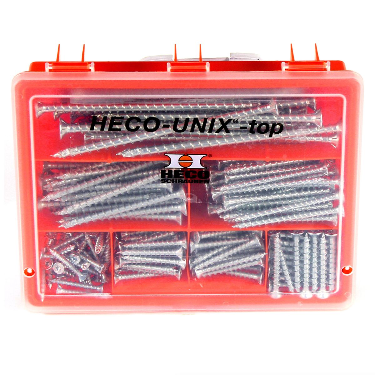 HECO UNIX-top Schrauben Sortiment 254-teilig ( 45495 ) Torx T-Drive Kombikopf Vollgewinde, verzinkt A2K, in Kunsstoffbox - Toolbrothers