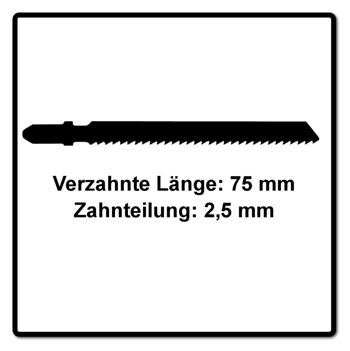 Festool S 75/2,5/5 WOOD Fine Cut Stichsägeblatt 75 mm 5 Stk. ( 204256 ) konisch geschliffen für sauberen Schnitt, HCS Stahl
