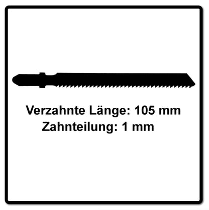 Festool HS 105/1 BI/5 lame de scie sauteuse MÉTAL ACIER/ACIER INOXYDABLE (204272) pour PS 300, PSB 300, PS 400, PSC 400, PSBC 400, PSB 400, PS 420, PSB 420, PSC 420, PSBC 420