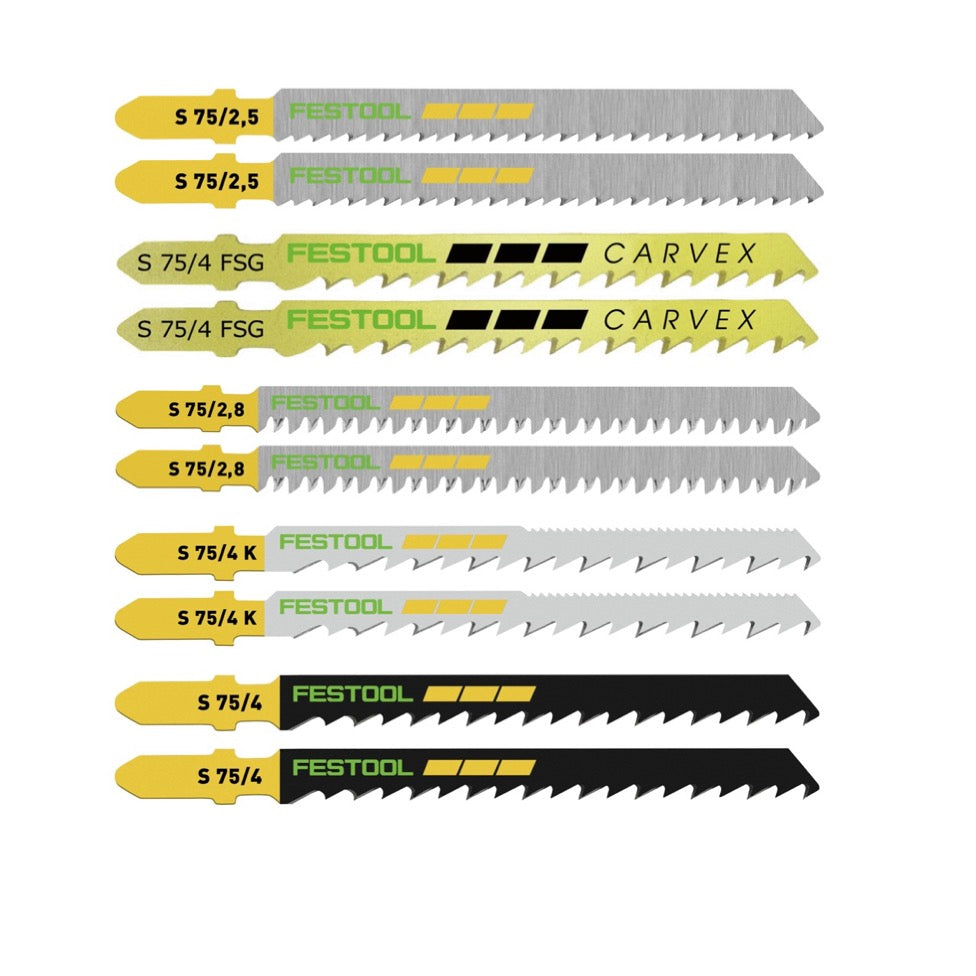 Festool Stichsägeblätter Set STS-Sort/50 W für Holz 50-teilig - je 10x Wood Fine Cut, Wood Universal, Wood Straight Cut, Wood Curves, Wood Basic ( 2x 204275 ) - Toolbrothers