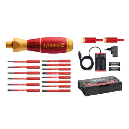 Wiha speedE® Set 2 elektrischer Schraubendreher + 2x Akku 1,5Ah + Ladegerät + SlimBit Box + L-Boxx ( 590T102J ) - Toolbrothers