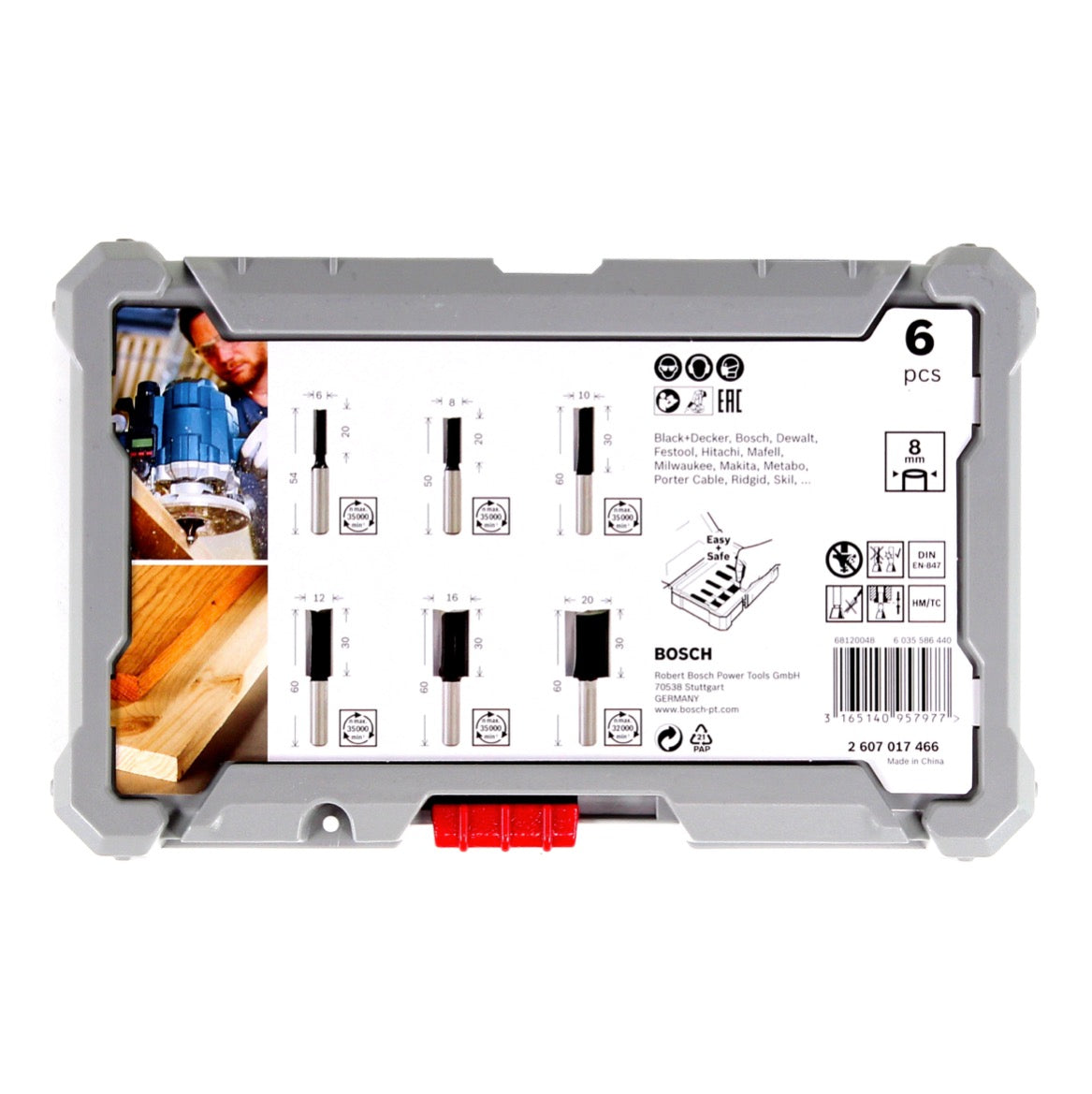 Bosch Nutfräser Set 8 mm 6 tlg. + Koffer ( 2607017466 ) für Oberfräse - Toolbrothers