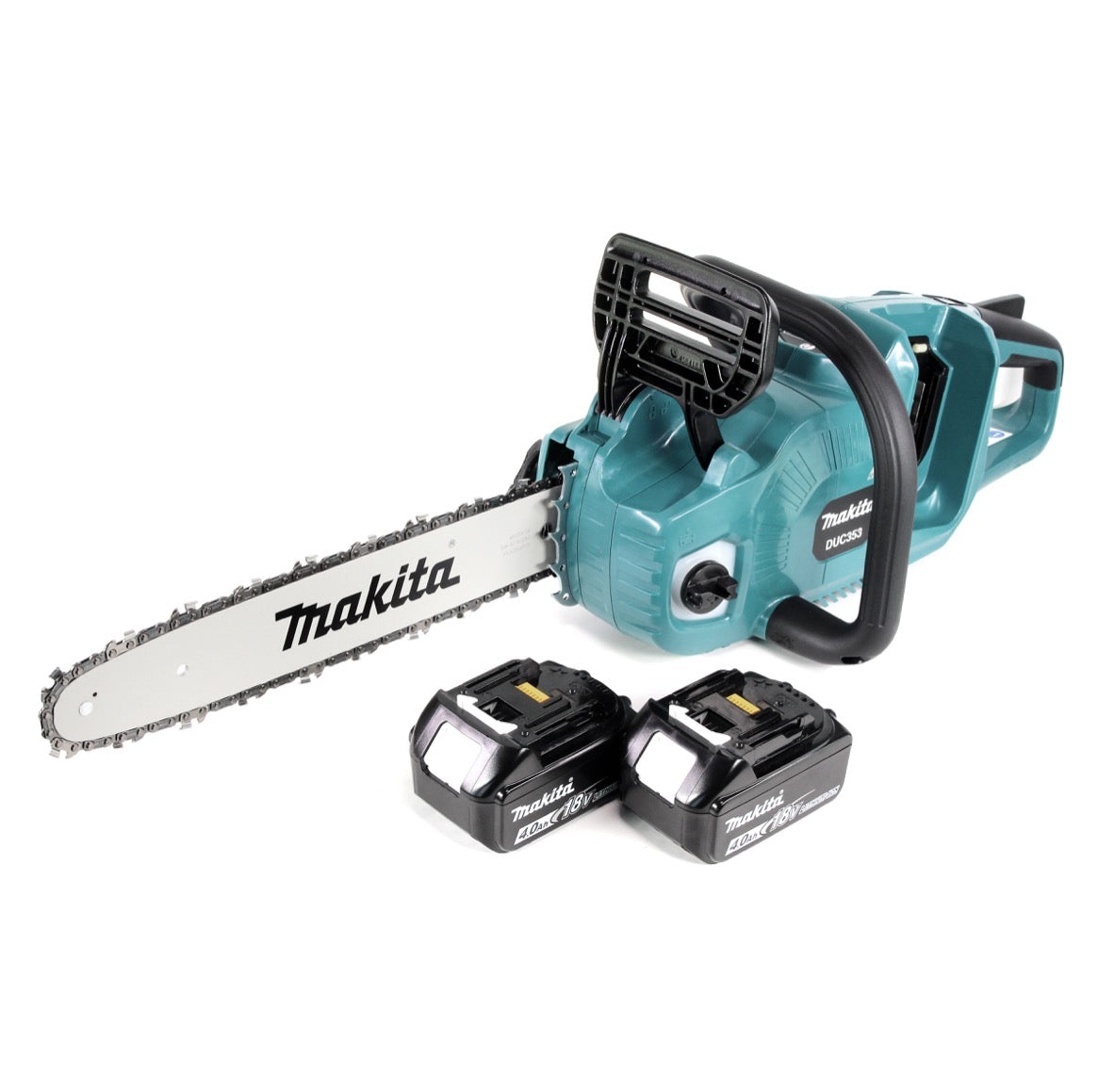 Makita DUC 353 M2 Akku Kettensäge 36V ( 2x18V ) Brushless 35 cm + 2x 4,0 Ah Akku - ohne Ladegerät - Toolbrothers