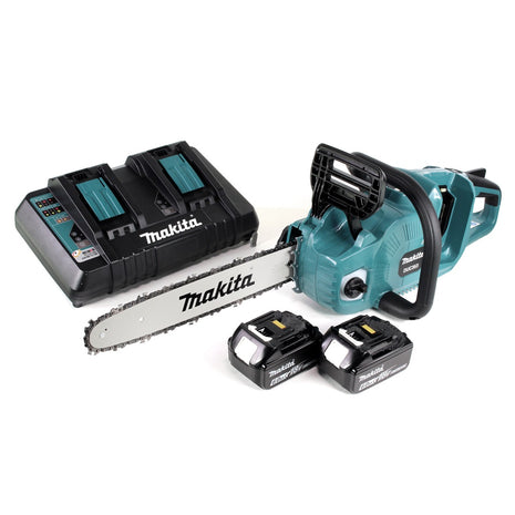 Makita DUC 353 PG2 Akku Kettensäge 36V ( 2x18V ) Brushless 35 cm + 2x 6,0 Ah Akku + Doppelladegerät - Toolbrothers