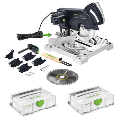 Festool SYM 70 RE SYMMETRIC Set Leistensäge 1150 Watt mit Sägeblatt ( 574927 ) + Festool Systainer T-LOC SYS 1 TL Werkzeug Koffer lichtgrau koppelbar ( 497563 ) - Toolbrothers