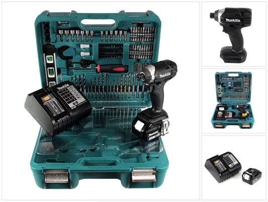 Makita DTD 152 STTK B Akku Schlagschrauber 18 V Schwarz mit 5,0 Ah Akku, Ladegerät und 101 tlg. Zubehör Set - Toolbrothers