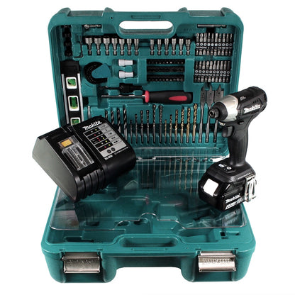 Makita DTD 155 STTK B Akku Schlagschrauber 18 V Brushless Schwarz mit 5,0 Ah Akku, Ladegerät und 101 tlg. Zubehör Set - Toolbrothers