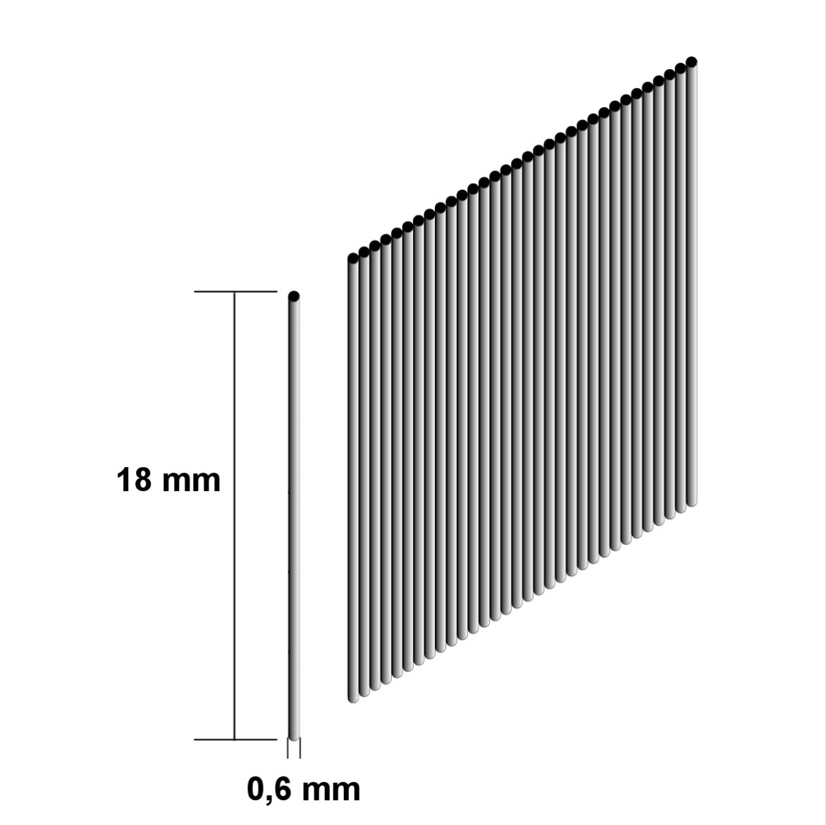 Makita Stifte Pins 18 x 0,6 mm 10000 Stück ( F-31825 ) für Akku Pintacker DPT351 / DPT353 - Toolbrothers