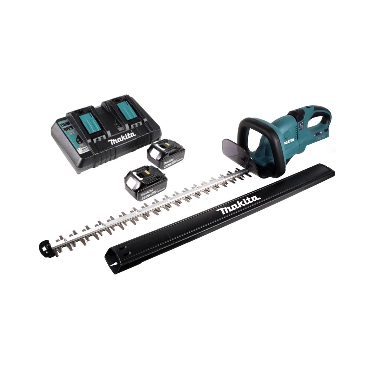 Makita DUH 651 PG Akku Heckenschere 36V (2x18V) 65cm XPT Silent mit 2x 6,0 Ah Akku und 2-fach Ladegerät - Toolbrothers