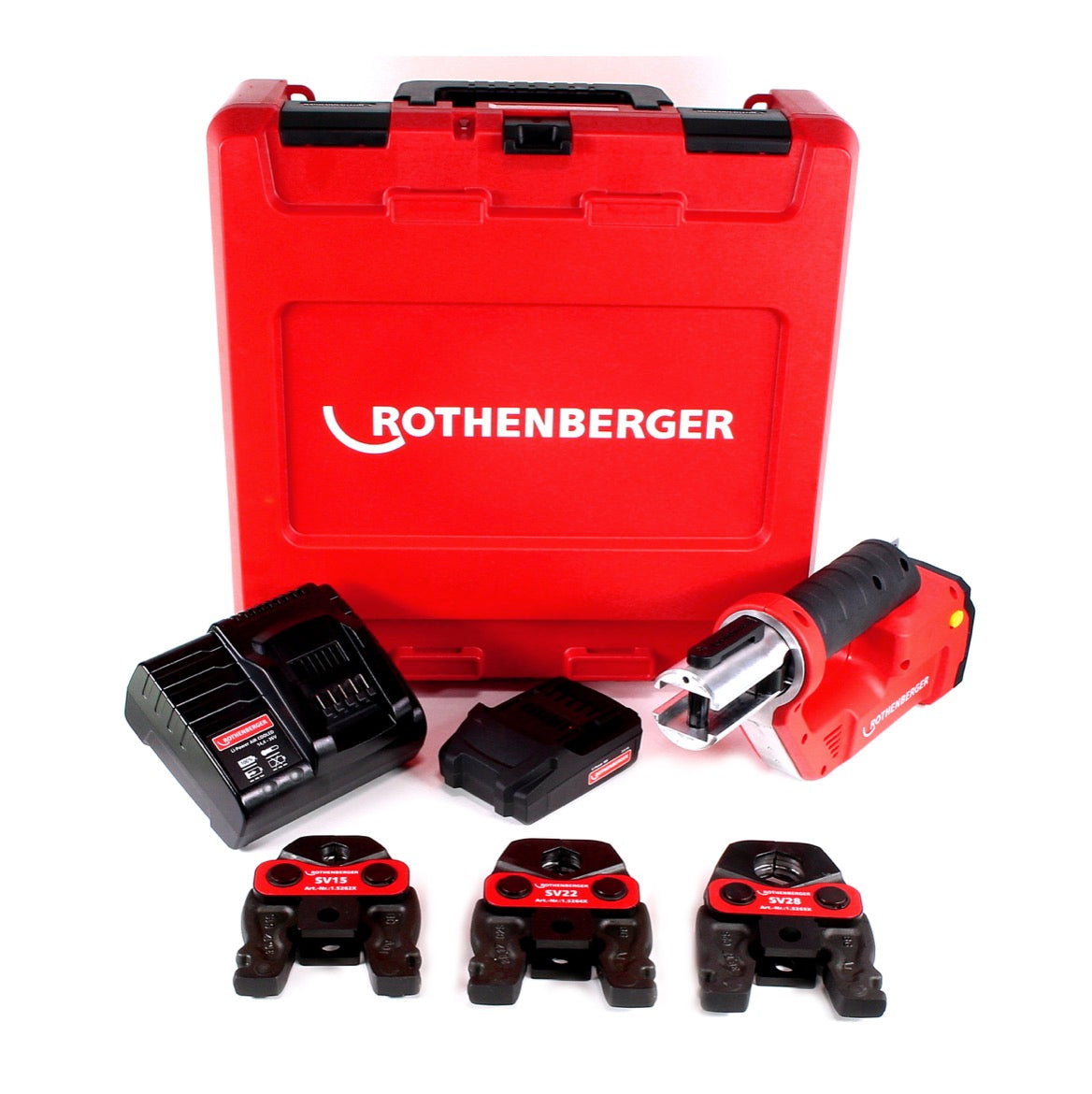 Rothenberger ROMAX Compact TT 18V Akku Pressmaschine + 1x Akku 2,0Ah + Ladegerät + Pressbackenset + Koffer ( 1000002117 ) - Toolbrothers