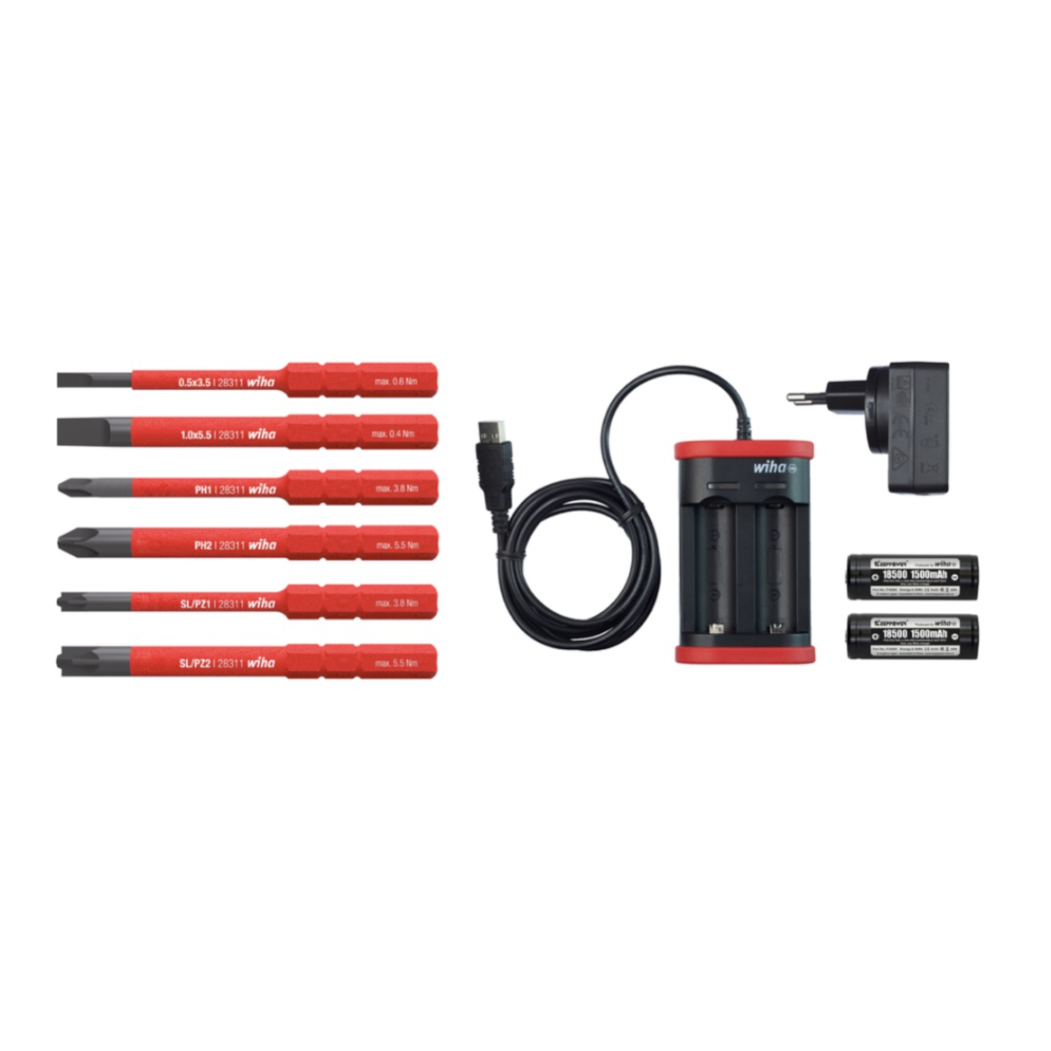 Wiha speedE® elektronischer Schraubendreher - Set 1 in L-Box - 10-teilig mit 2x 1,5 Ah Akku und Ladegerät + Bits (41911) + Wiha Flaschenöffner (9872) - Toolbrothers