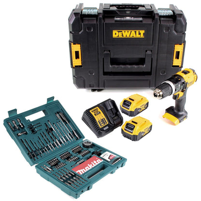 DeWalt DCD 785 P2 Akku Schlagbohrschrauber 18V 60Nm + 2x Akku 5,0 Ah + Ladegerät + Makita Bit & Bohrer-Set im TSTAK Koffer - Toolbrothers