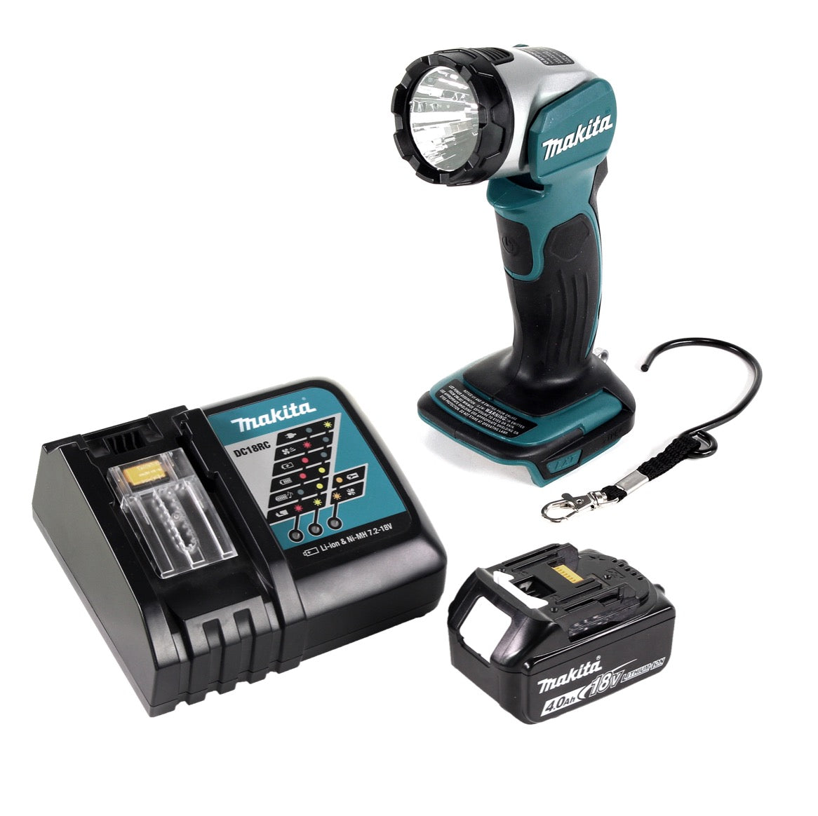 Makita DML 802 RM1 Akku Lampe 18 V Li-Ion für 14,4 und 18 V Akku + 1 x 4,0 Ah Akku + Ladegerät - Toolbrothers