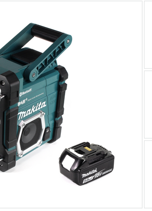 Makita DMR 112 T1 radio de chantier à batterie 7.2 - 18V Bluetooth DAB+ + 1x batterie 5,0Ah - sans chargeur