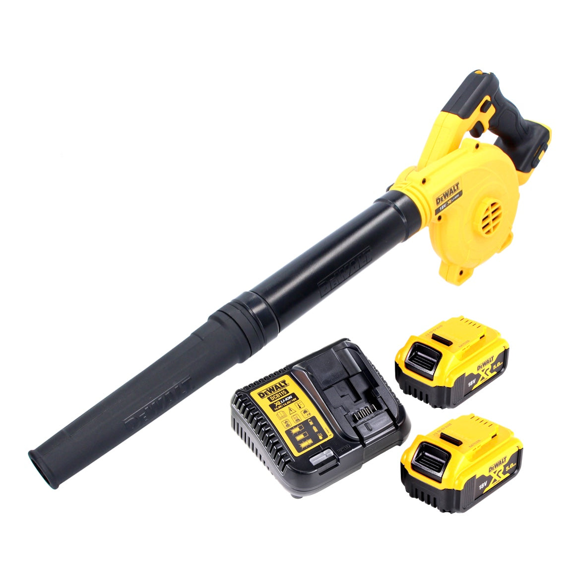 DeWalt DCV 100 P2 Akku Gebläse / Laubbläser 18 V + 2x Akku 5,0 Ah + Ladegerät - Toolbrothers