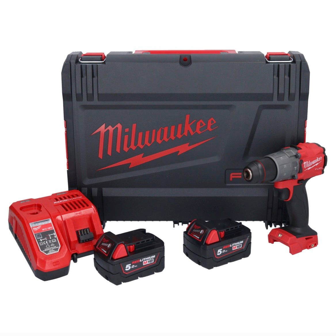 Milwaukee M18 FPD2-502X Akku Schlagbohrschrauber 18 V 135 Nm Brushless ( 4933464264 ) + 2x Akku 5,0 Ah + Ladegerät + HD-Box - Toolbrothers