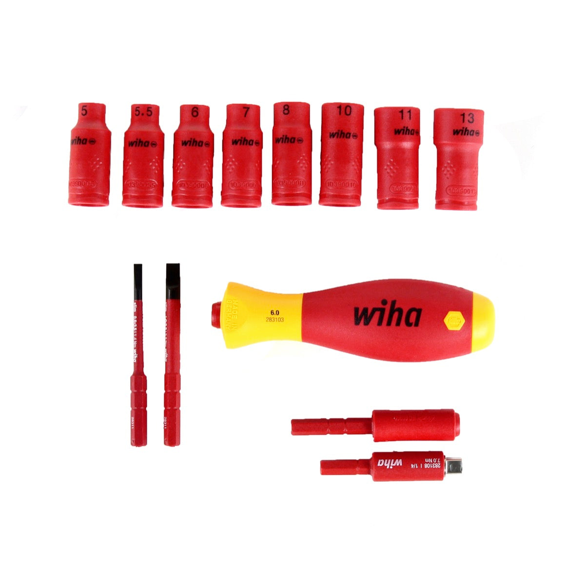 Wiha slimVario Schraubendreher und Steckschlüsseleinsatz 1/4" Set 13-teilig ( 7209NK2004 43467 ) in Tasche VDE 1000 Volt - Toolbrothers