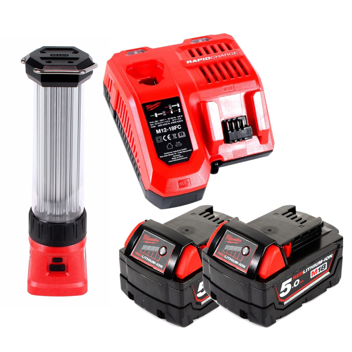 Milwaukee M18 LL-502C LED Akku Laternenleuchte 18 V Li-Ion + 2x 5,0 Ah Akku + Ladegerät - Toolbrothers