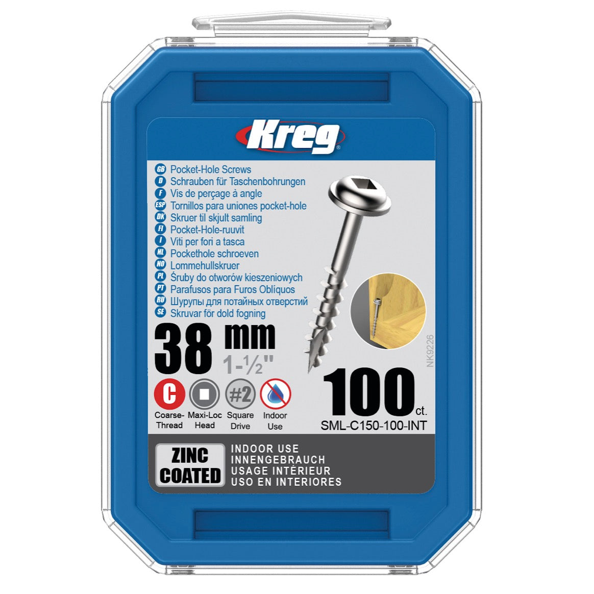 KREG Pocket-Hole Linsenkopfschraube 38mm 100 Stk. ( SML-C150-100 ) Vierkantantrieb Teilgewinde Grobgewinde selbstschneidend verzinkt - Toolbrothers