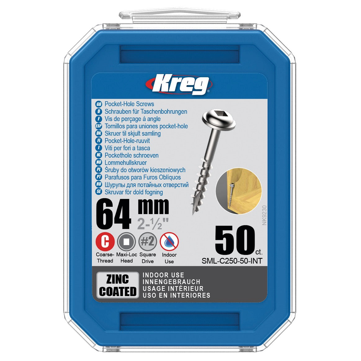 KREG Pocket-Hole Linsenkopfschraube 64 mm 50 Stk ( SML-C250-50 ) Vierkantantrieb Teilgewinde Grobgewinde selbstschneidend verzinkt - Toolbrothers