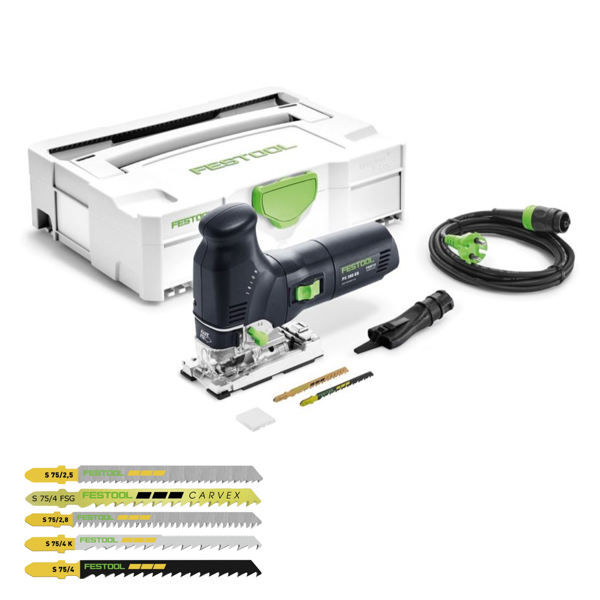 Festool PS 300 EQ-PLUS Pendelstichsäge 720W 120mm im Systainer ( 561445 ) + 27x Stichsägeblatt - Toolbrothers