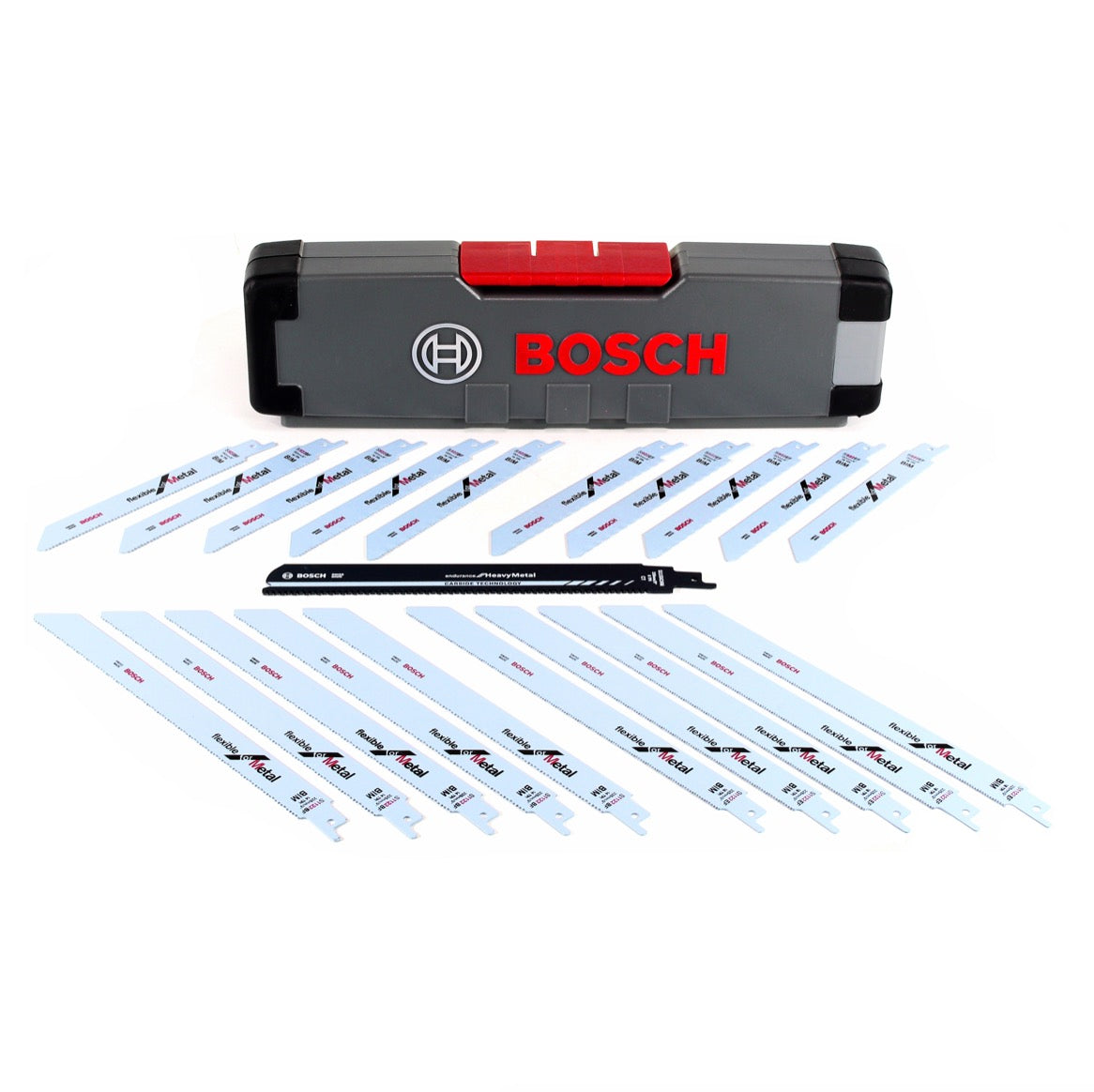 Bosch Tough Box Metall Säbelsägeblatt Set 21 tlg. ( 2607011300 ) Metal Set 150 mm 225 mm + 1 x Carbide SSB Sägeblatt - Toolbrothers